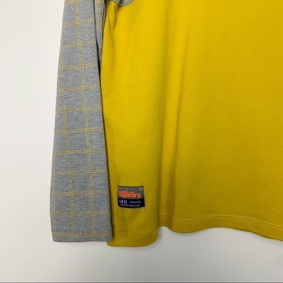 Superdry Long Sleeve Yellow Grey Collared Polo - Picture 6 of 14